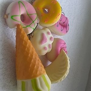 9 Kawaii Squishies Variety Food Keychains Contain
